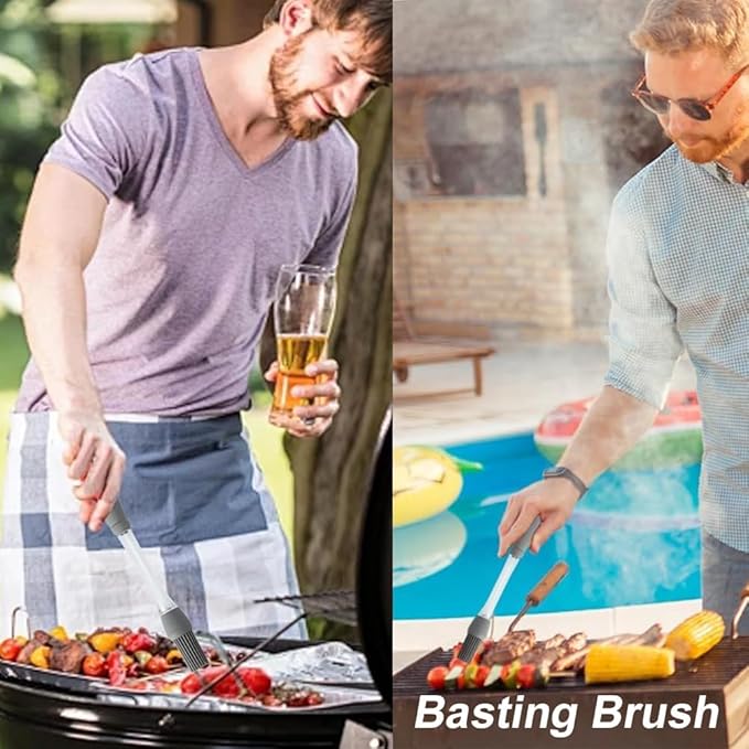 2pcs Silicone Cooking Oil & Butter Brushes - Heat-Resistant Up to 446°F, Non-Scratch Basting Brushes for Grilling, Baking, Indoor & Outdoor Use