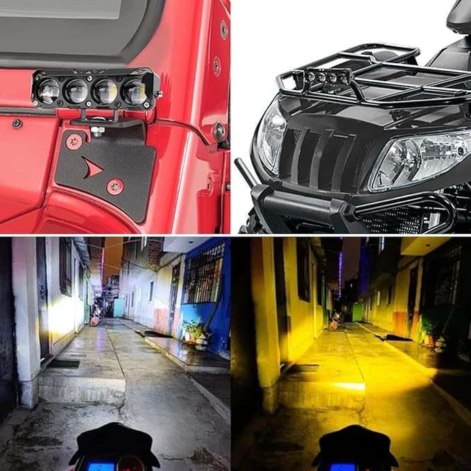 LED Yellow/White Motorcycle Driving Fog Lights Bar 1 Pcs 5Inch Offroad Driving Lights Pod Light Work Auxiliary Lights 12-24V Universal fit for Motorcycle Truck Vehicle ATV SUV UTV 4WD Boat Tractor Waterproof, Aluminum Body