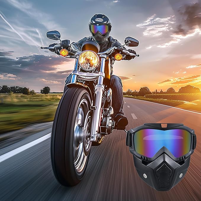 Detachable Motorcycle Goggles with Full Face Mask