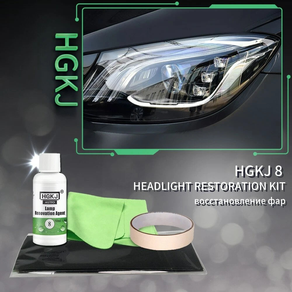 HGKJ 8 Car Headlight Polishing Head Lamp Polish Restoration Renovation Kit