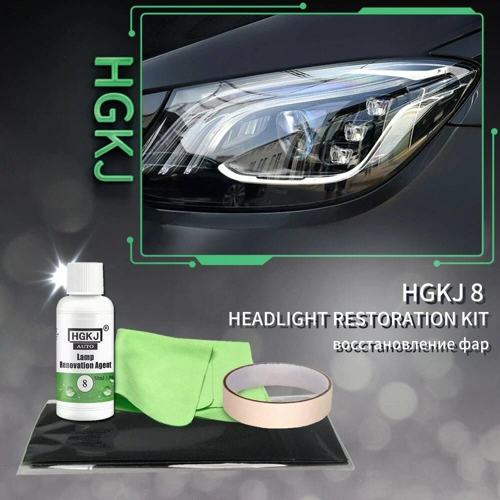 HGKJ 8 Car Headlight Polishing Head Lamp Polish Restoration Renovation Kit