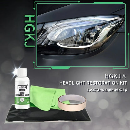 HGKJ 8 Car Headlight Polishing Head Lamp Polish Restoration Renovation Kit
